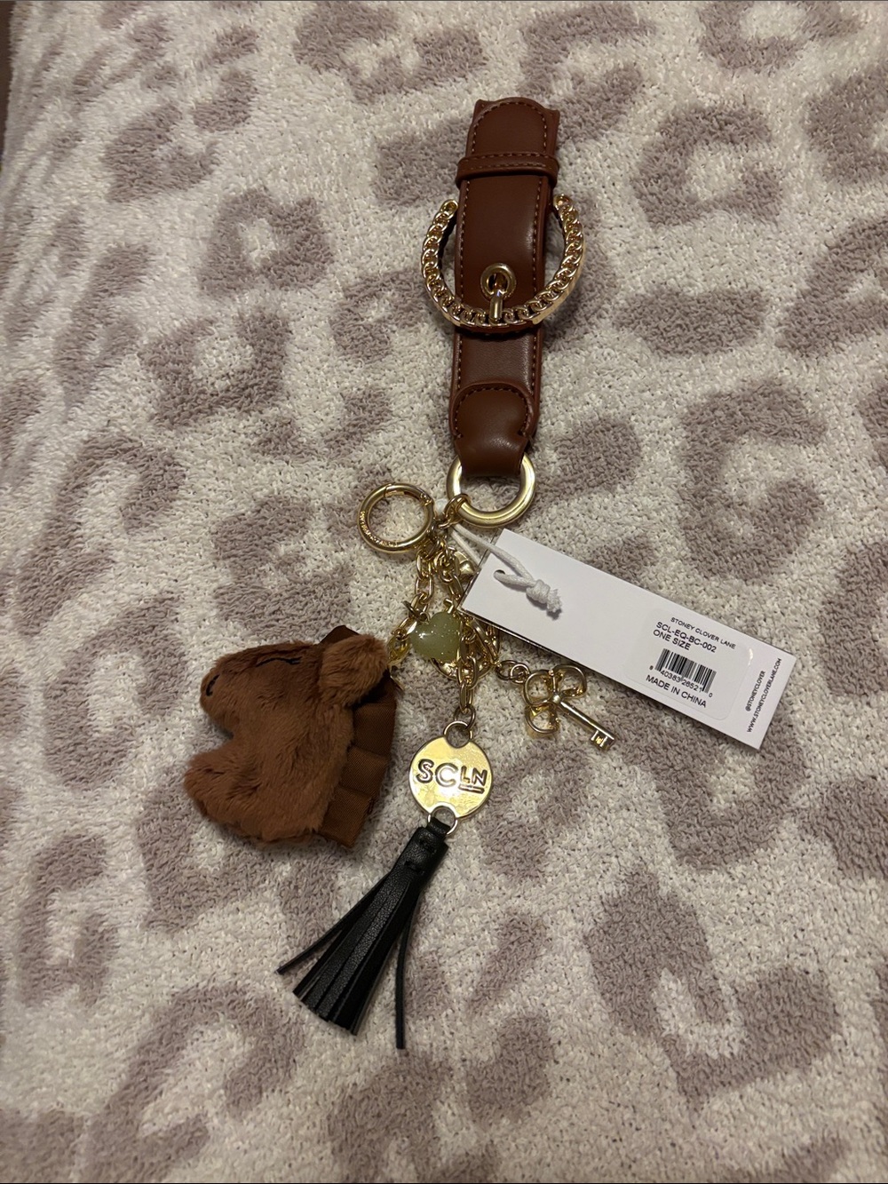Stoney Clover Lane Equestrian Brown Leather  Keychain/Bag Charm